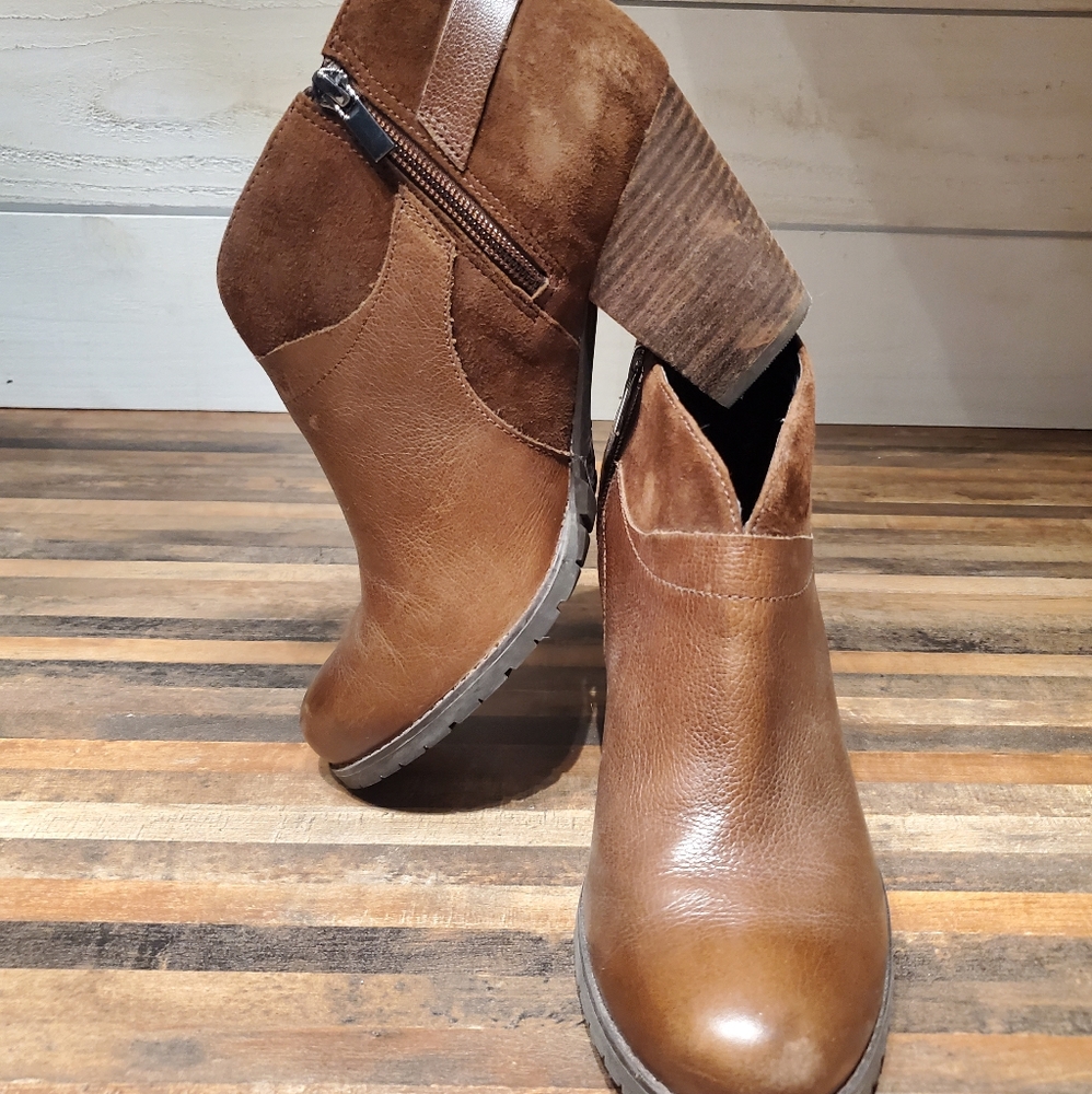 Suede Clarks booties